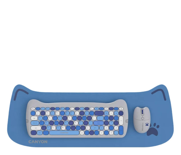 CANYON Zestaw klawiatura i mysz HSET-W6 Blue z podkładką - 1283176 - zdjęcie